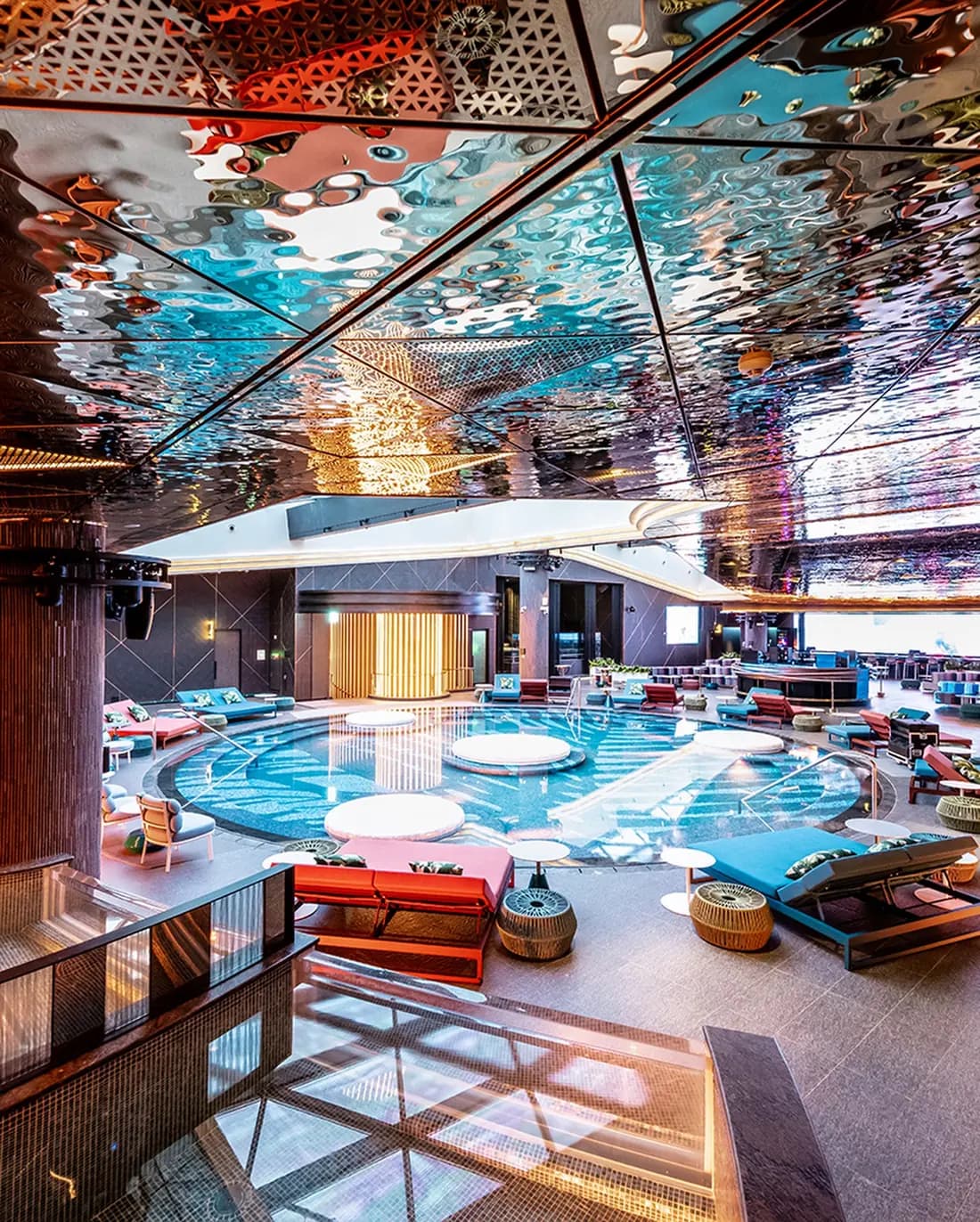 The main pool room at Chroma Beach Club