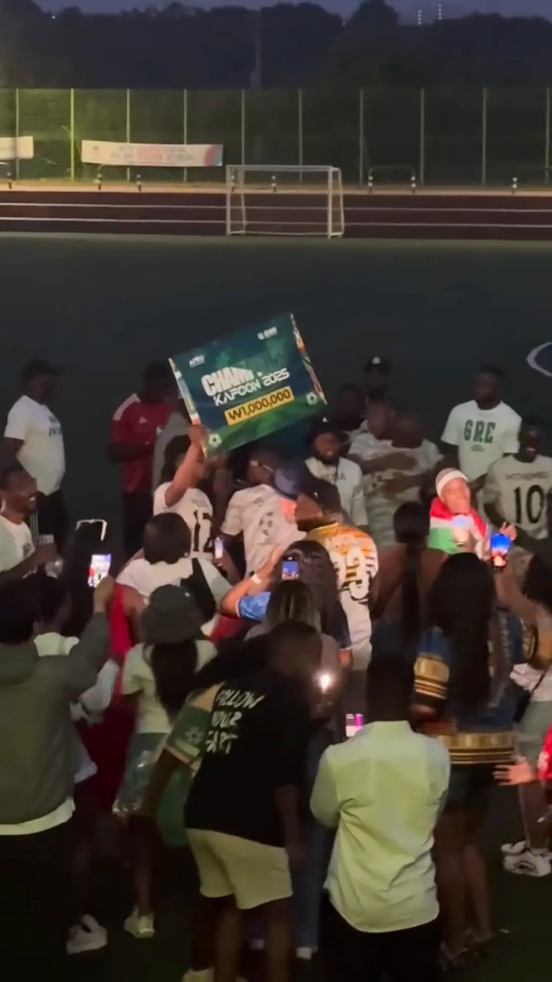 South Africa lift the winners' cheque at the KAFCON 2025 final